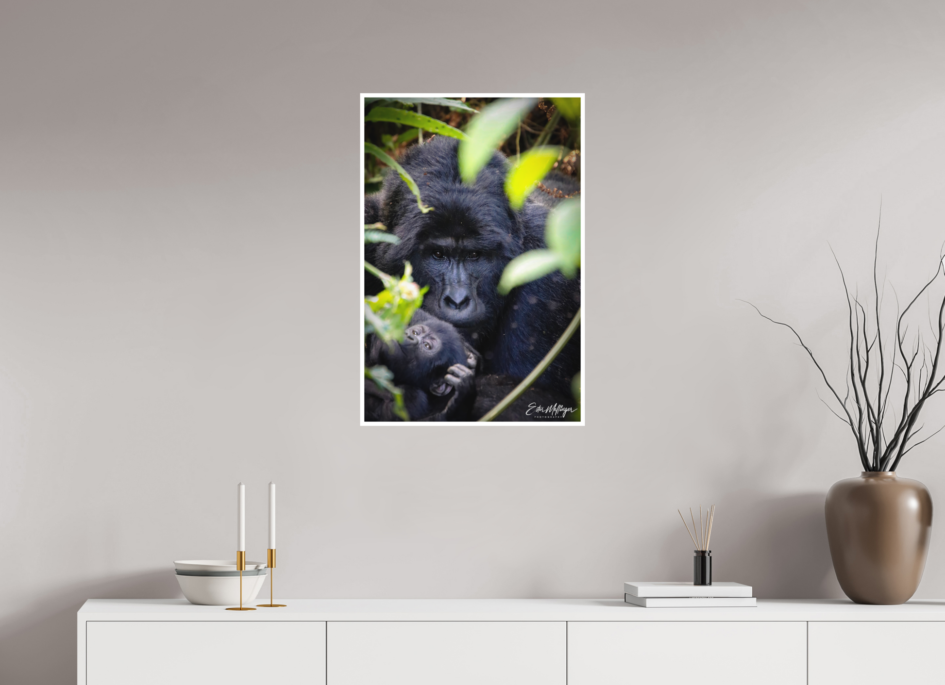 20 x 30″, Fine art print "The Watchful One' - Silverback and his young