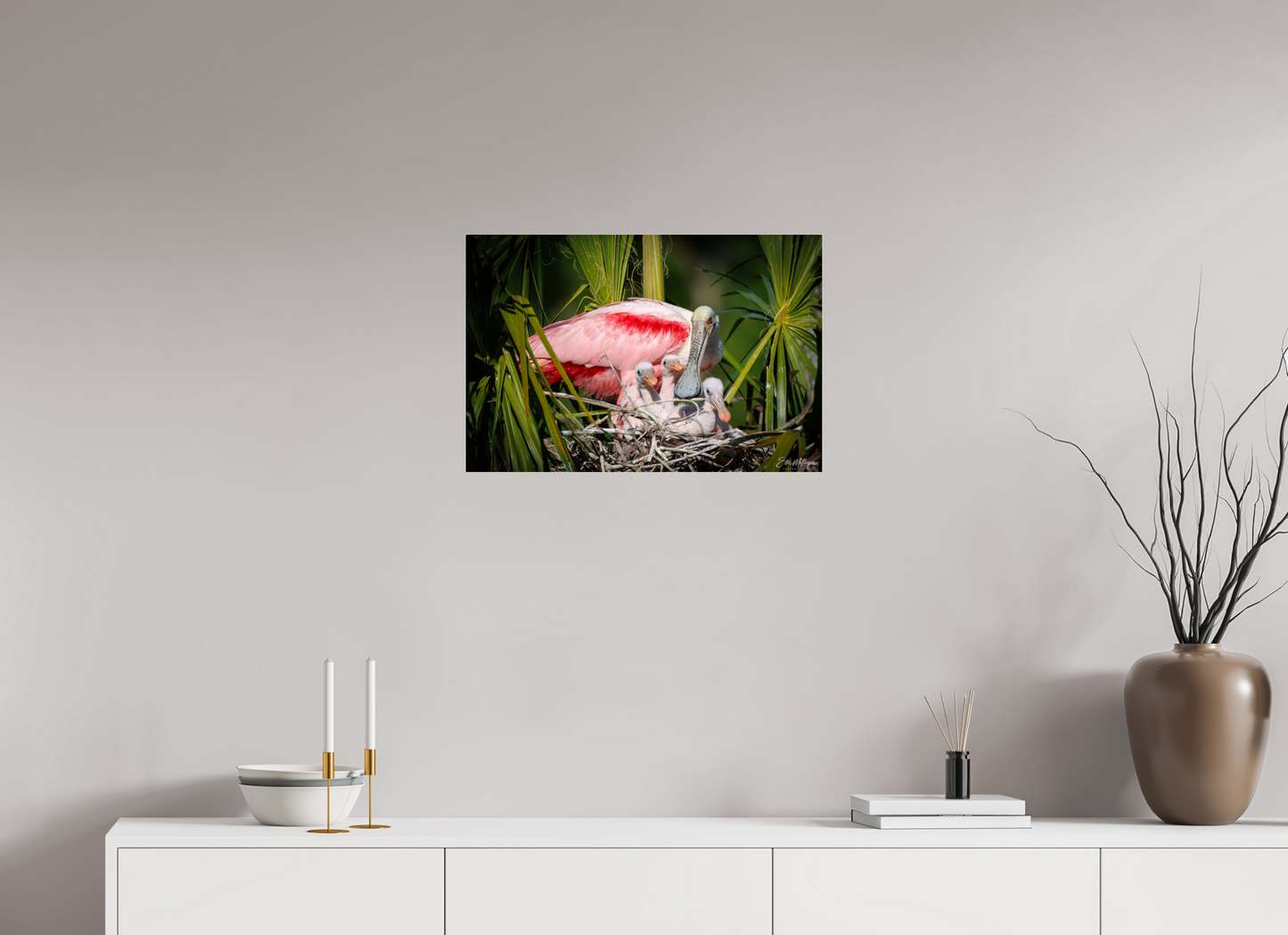 24 x 16″, Acrylic "The Nest Above" - Spoonbills