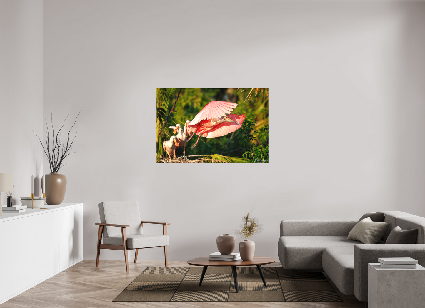54 x 36″, Canvas "After the Feeding" - Roseate Spoonbill