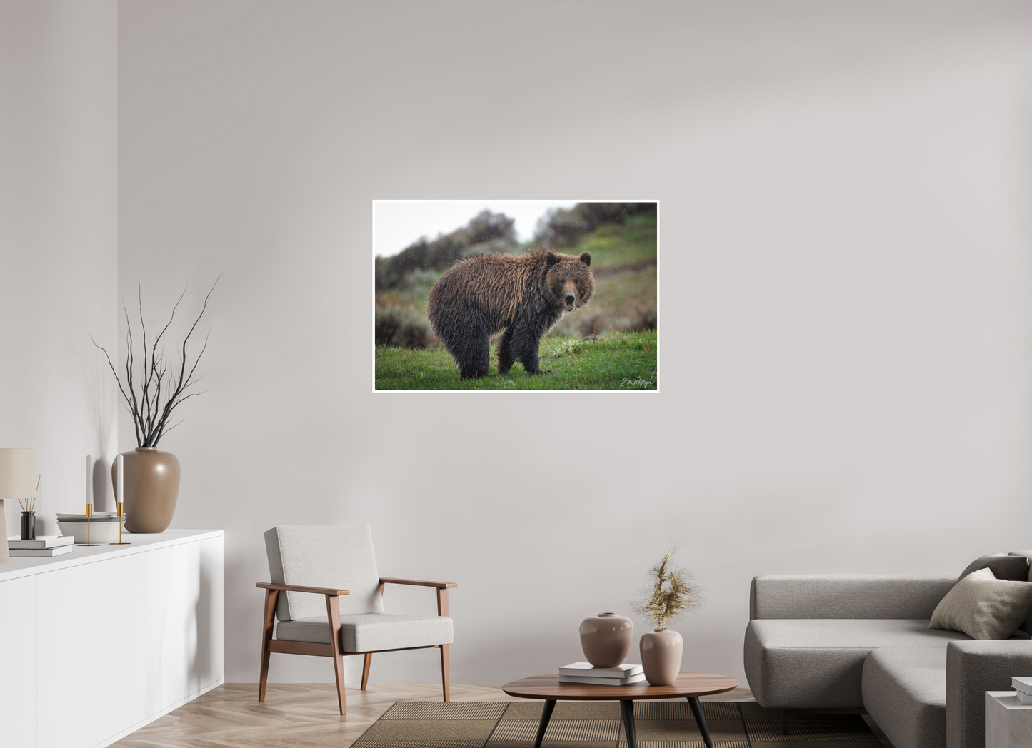 45 x 30″, Fine art print "Stormy Charm" - Grizzly Bear