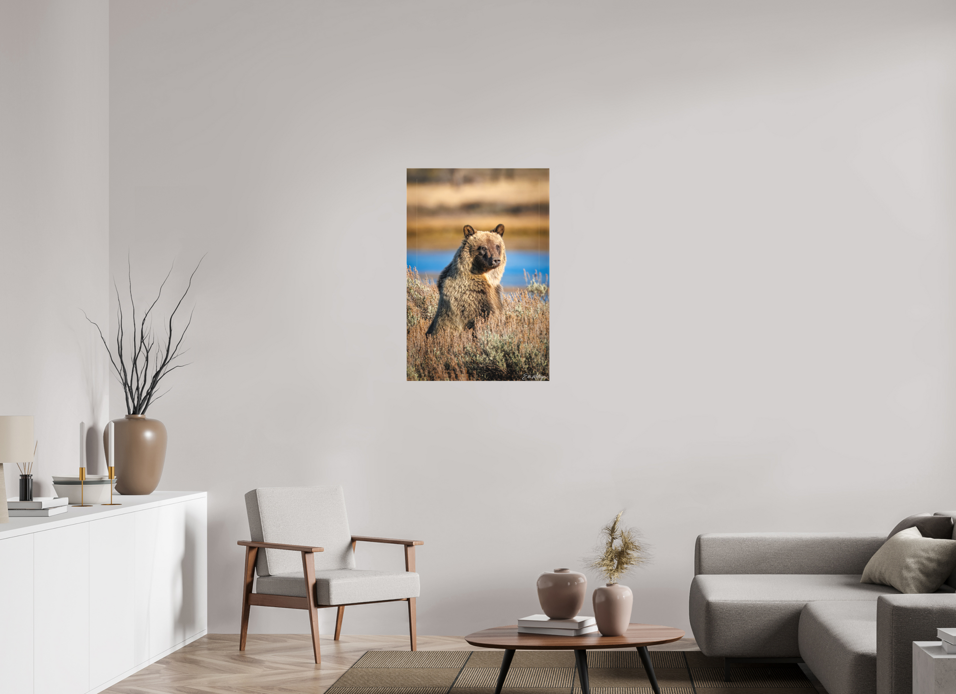 24 x 36″, Canvas "River Watch" - Grizzly Bear