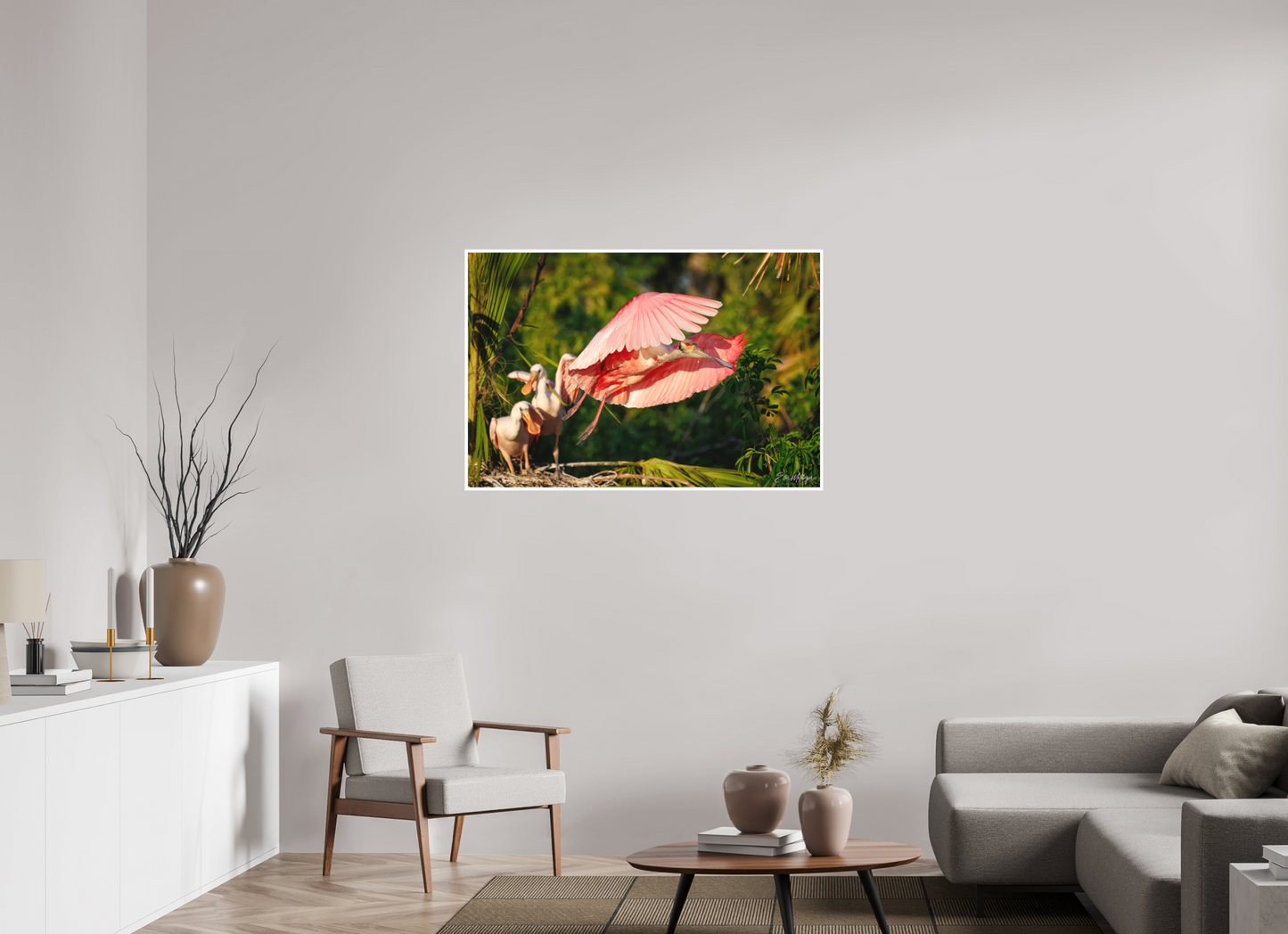 45 x 30″, Fine art print "After the Feeding" - Roseate Spoonbill