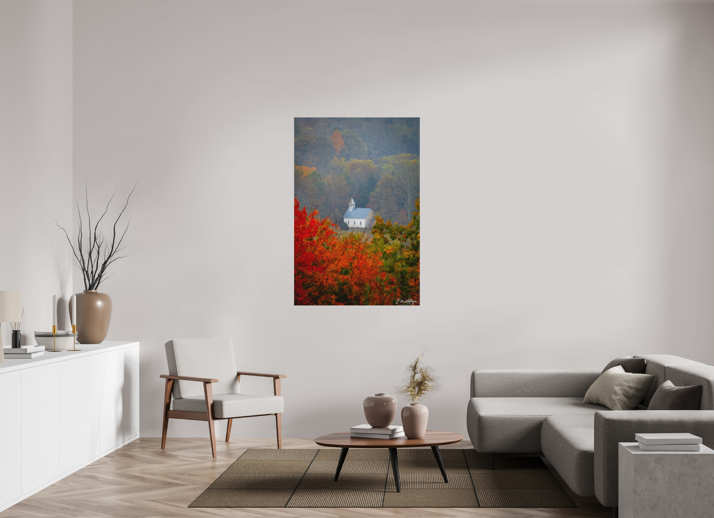 36 x 54″, Canvas Autumn Faith - Cades Cove Methodist Church