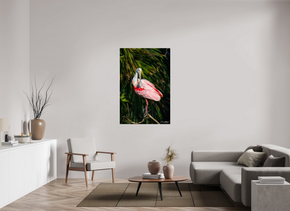 36 x 54″, Metal "Blush of the Wetlands" - Roseate Spoonbill
