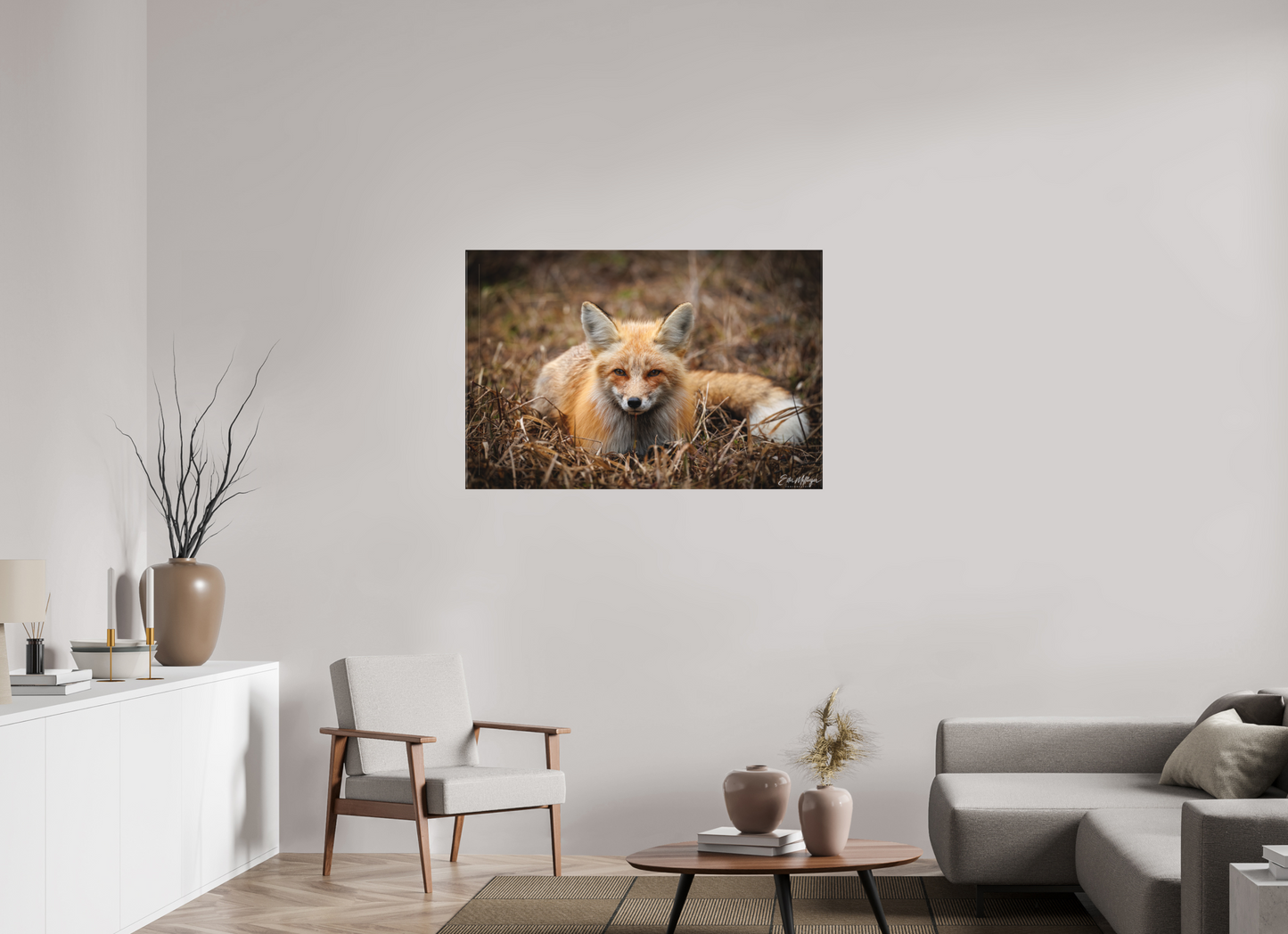 45 x 30″, Canvas "Resting Ember" - Red Fox