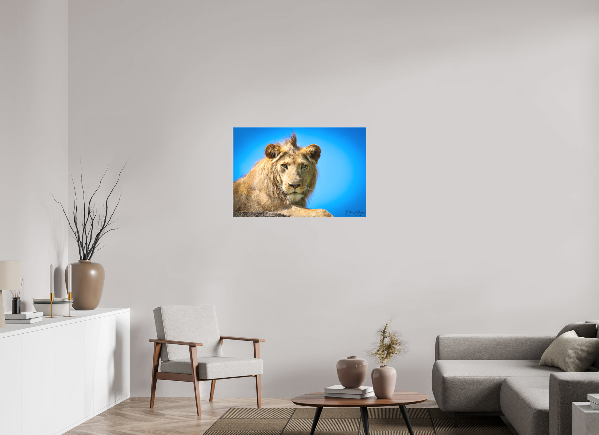 36 x 24″, Canvas "The Monarch" - Lion of the Blue Sky