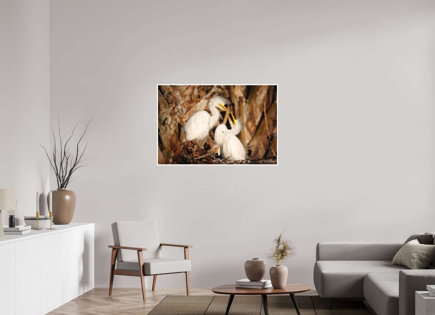 45 x 30″, Fine art print "Wetland Nursery" - Great Egrets