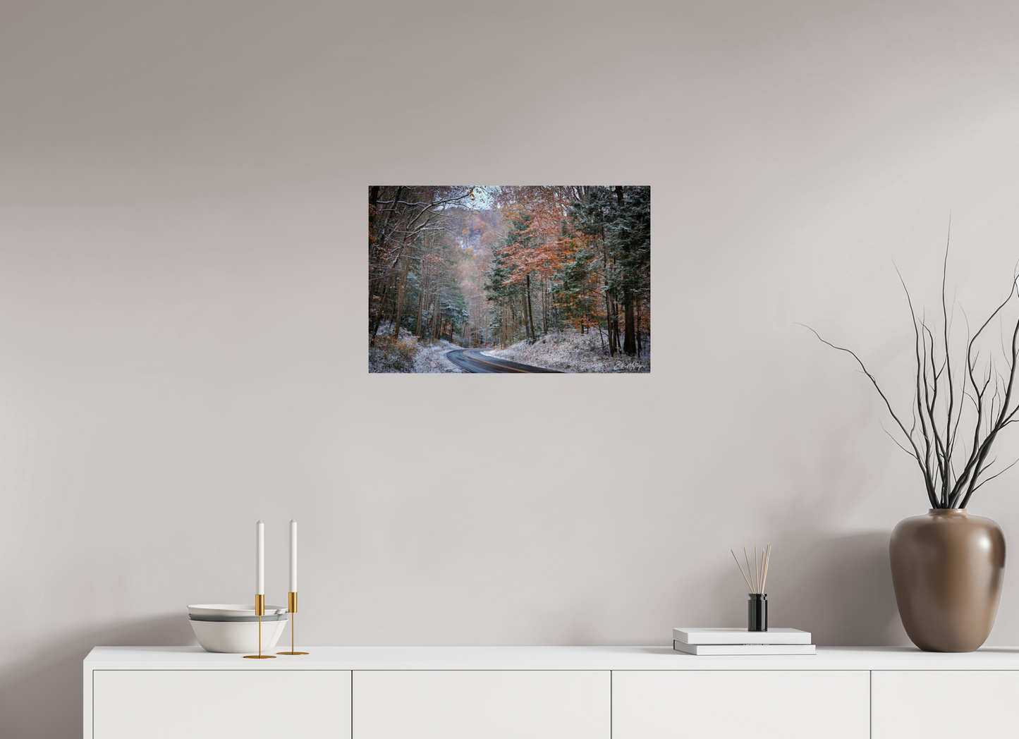 24 x 16″, Metal "Winter's Turn" - Smoky Mountain Scenic Road