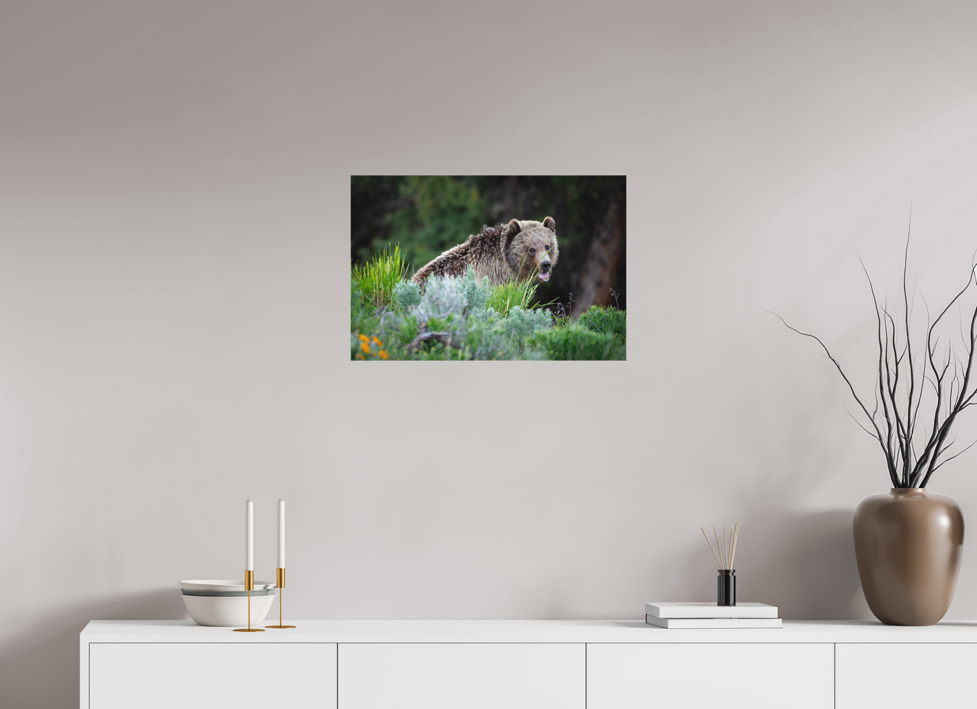 24 x 16″, Canvas "Gentle Yawn" - Grizzly Bear