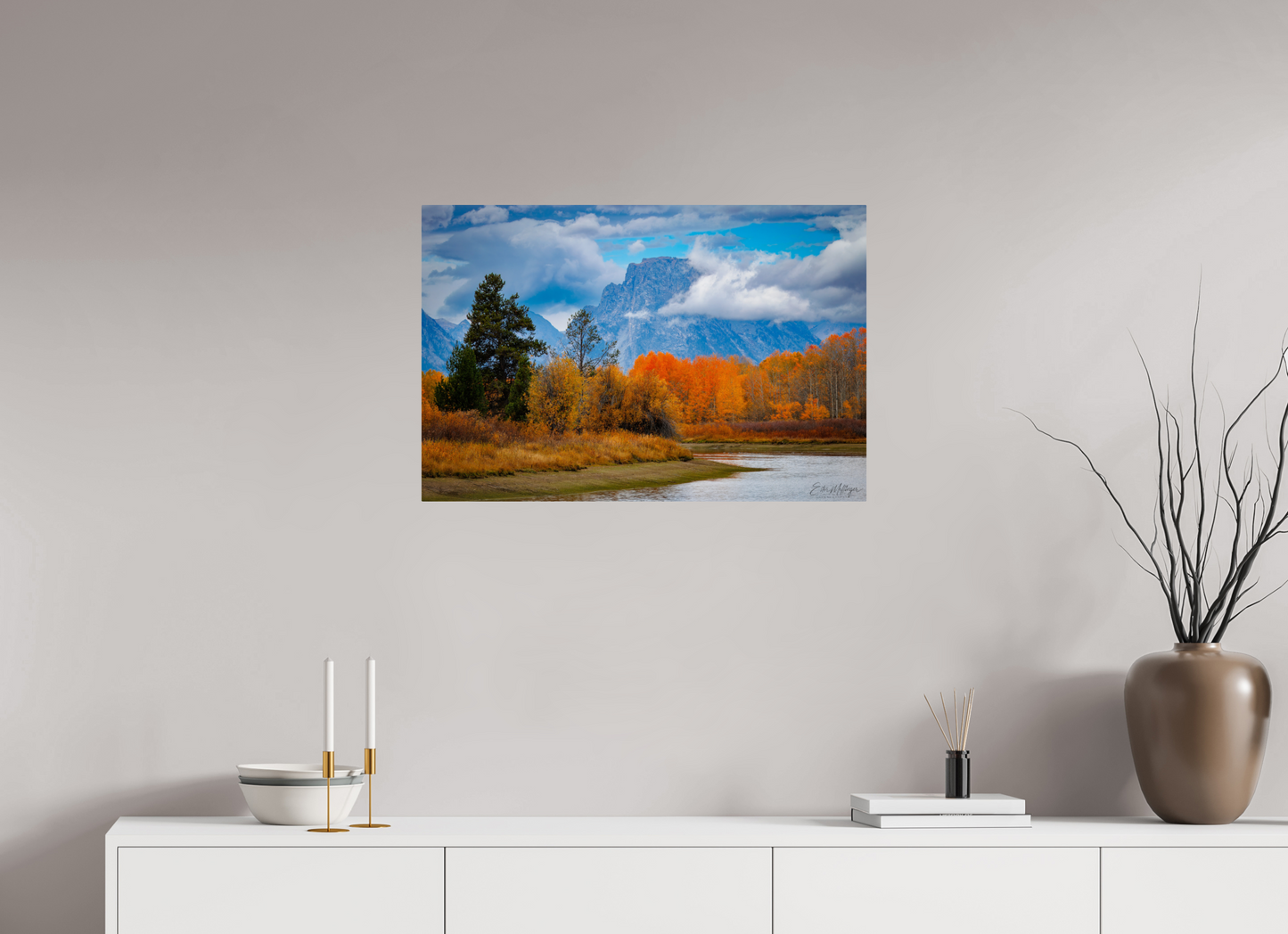 30 x 20″, Metal "Autumn Glory" - Oxbow Bend