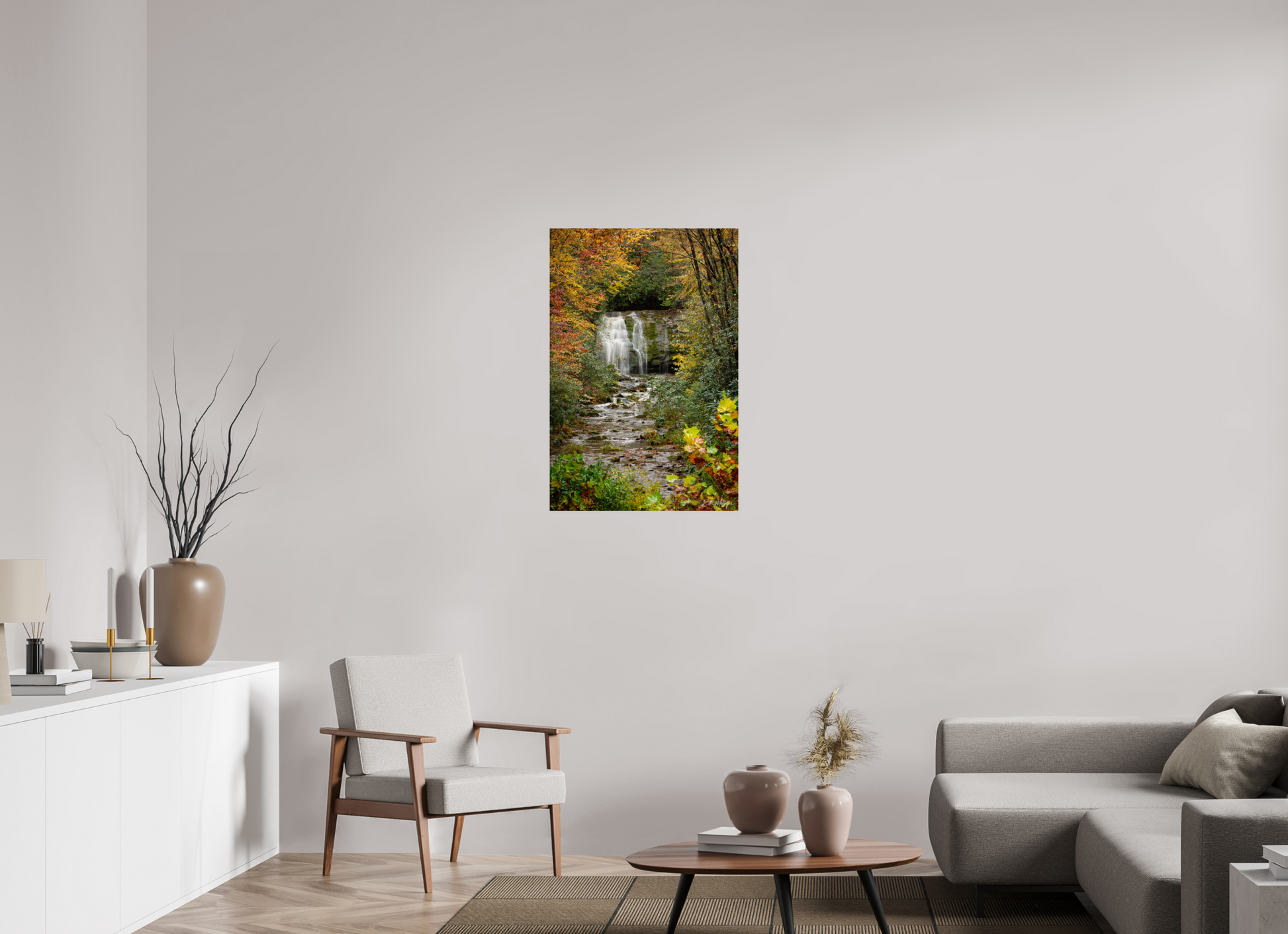 24 x 36″, Metal "Autumn's Window" - Meigs Falls
