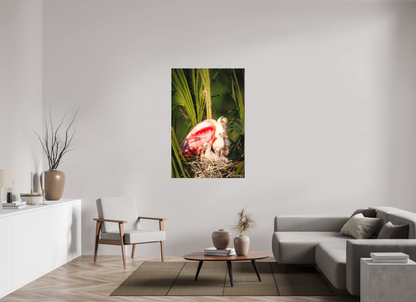 36 x 54″, Canvas "Golden Hour Nest" - Spoonbills