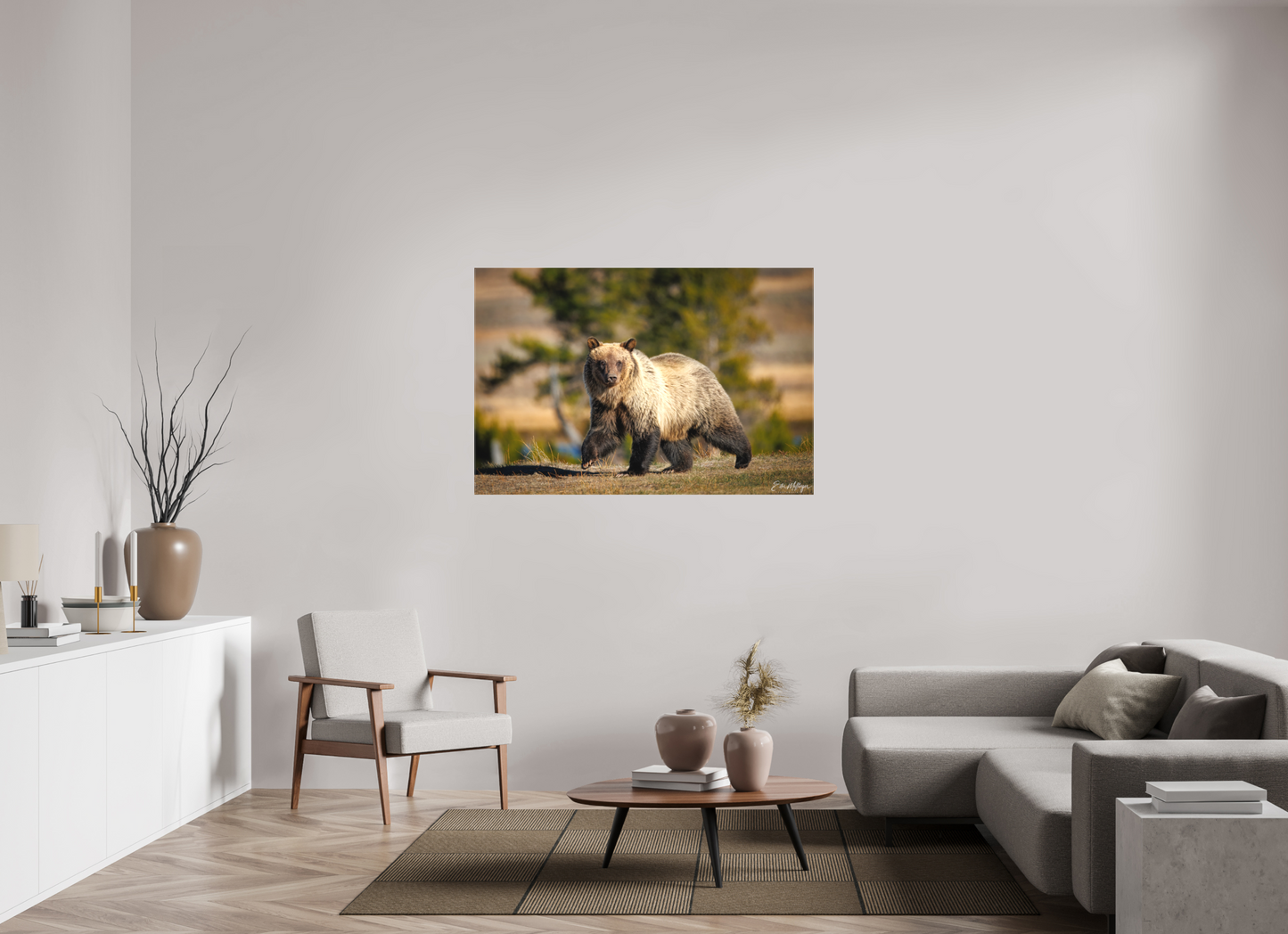 54 x 36″, Canvas "River Run" - Grizzly Bear