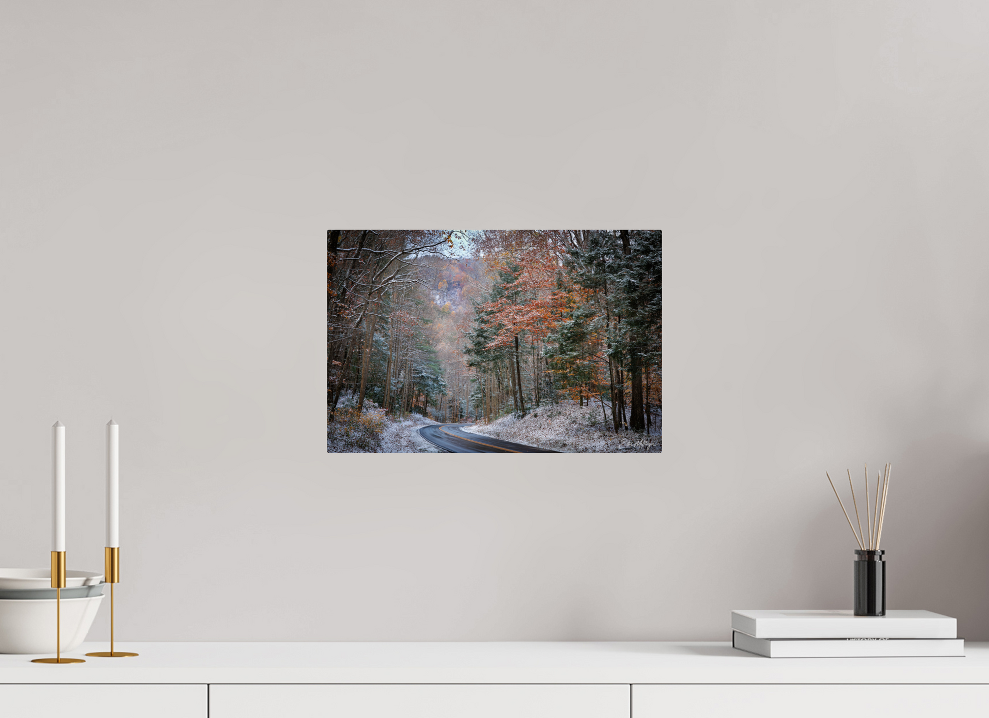 15 x 10″, Metal "Winter's Turn" - Smoky Mountain Scenic Road