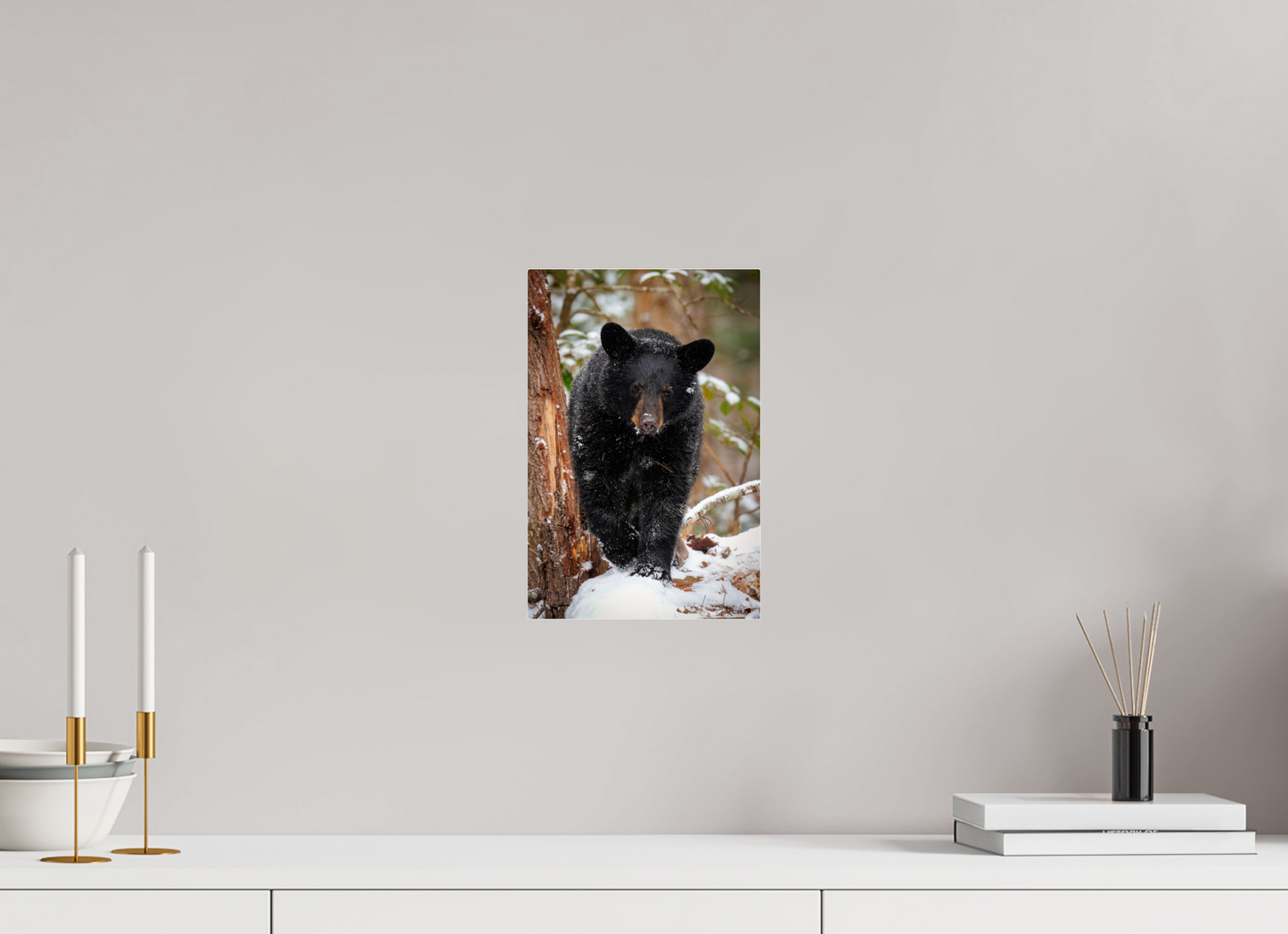 8 x 12″, Acrylic "Steps Through Snow" - Black Bear