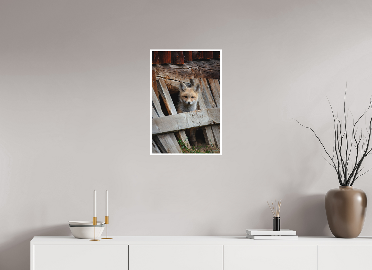 16 x 24″, Fine art print "Barnyard Lookout" - Red Fox kit