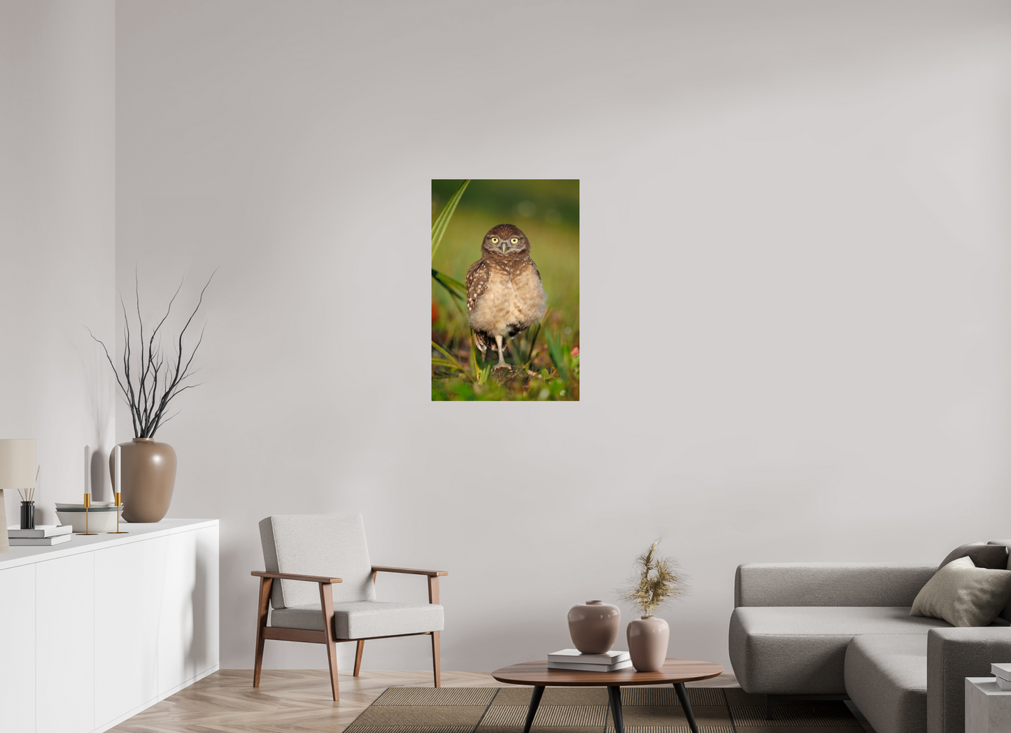 24 x 36″, Acrylic "Little Lookout" - Burrowing owlet