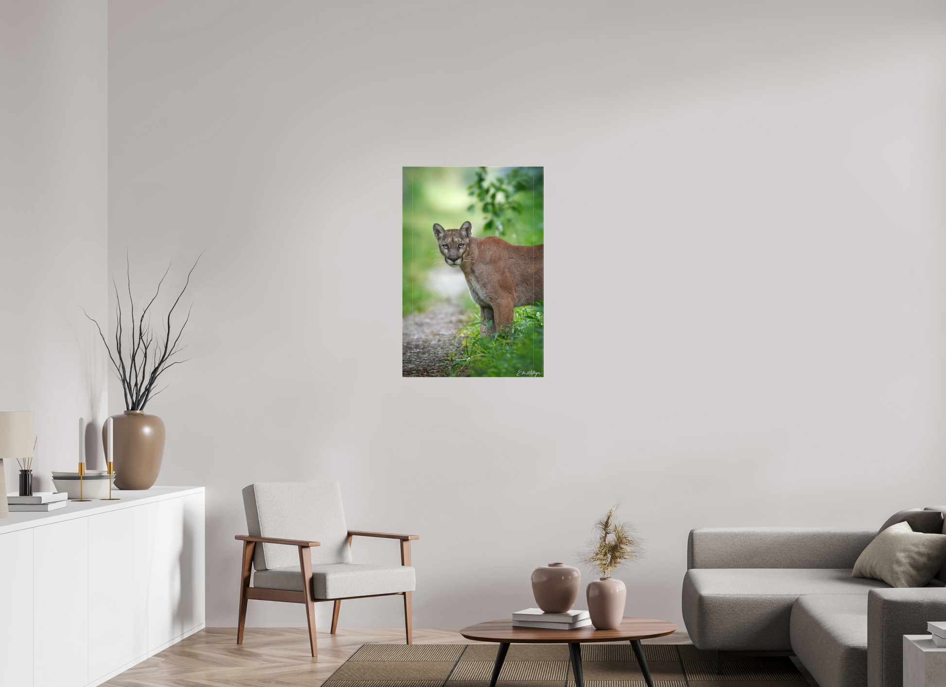 24 x 36″, Canvas "Ghost of the Green Forest" - Florida Panther, vertical
