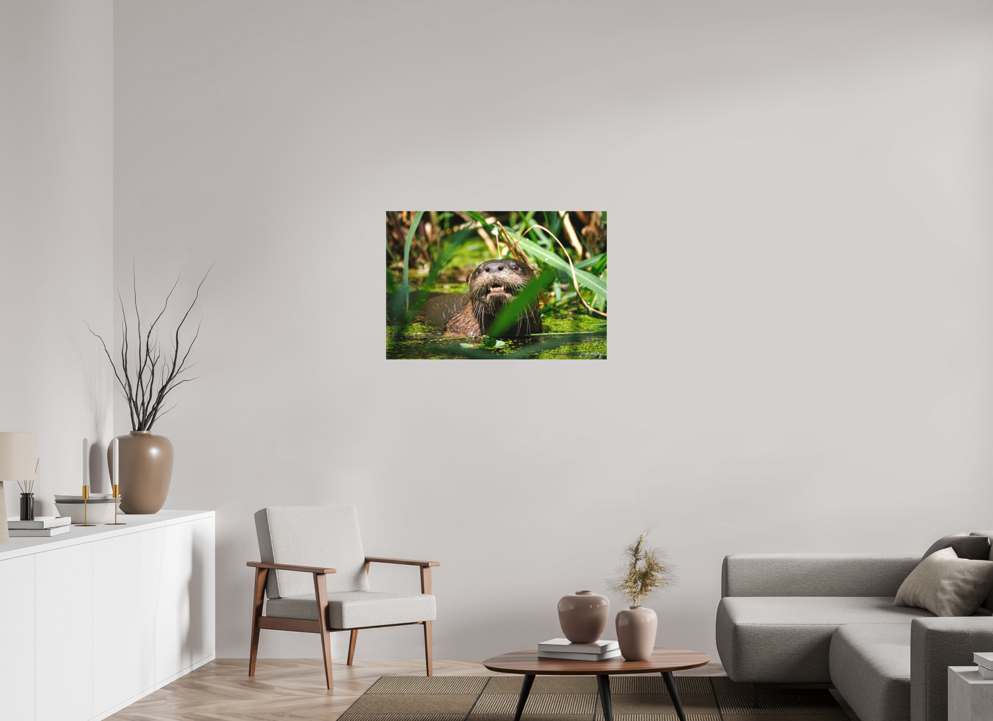 36 x 24″, Canvas "Swamp Watcher" - American river otter