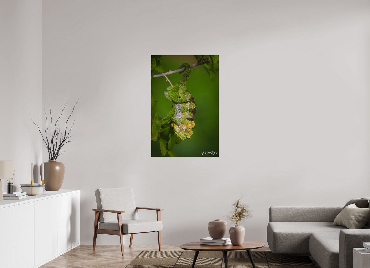 30 x 45″, Metal "Emerald Acrobat" - Chameleon of the Rainforest