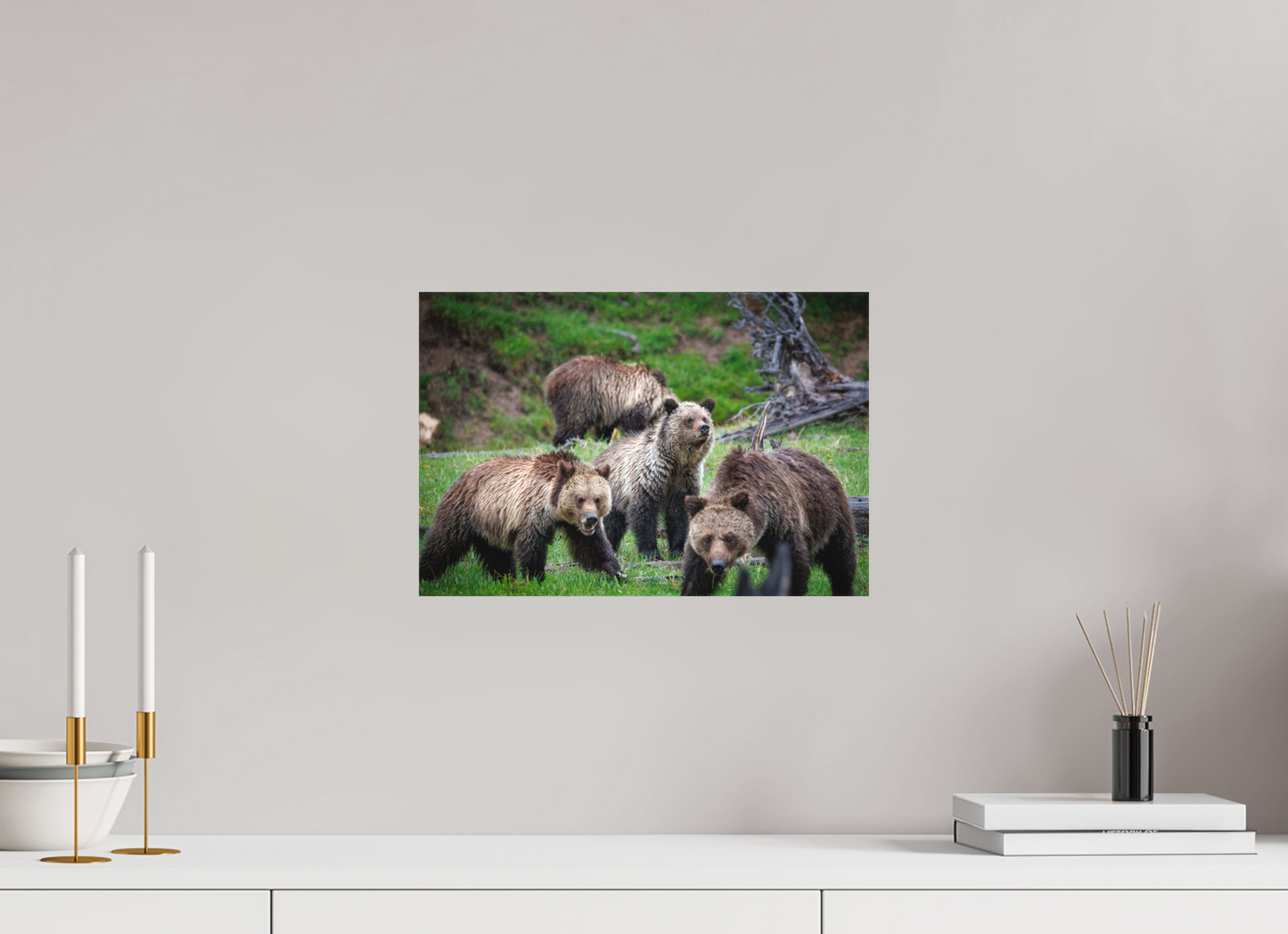 15 x 10″, Canvas "Family Watch" - Grizzly Bears