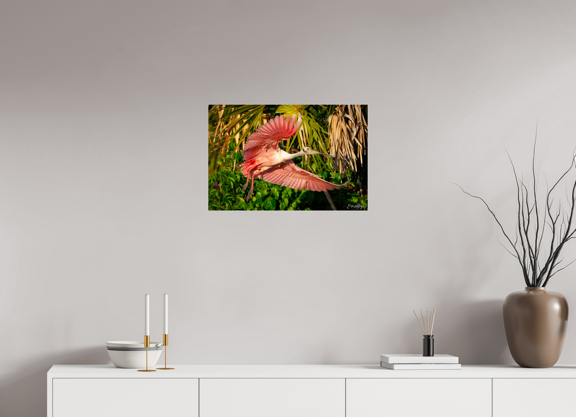 24 x 16″, Acrylic "Brushstrokes of Pink" - Roseate Spoonbill