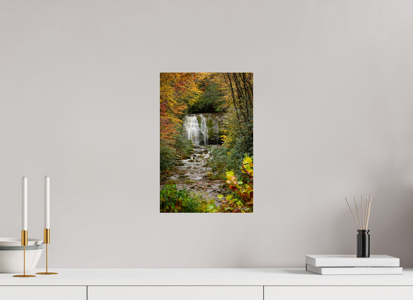 10 x 15″, Acrylic "Autumn's Window" - Meigs Falls