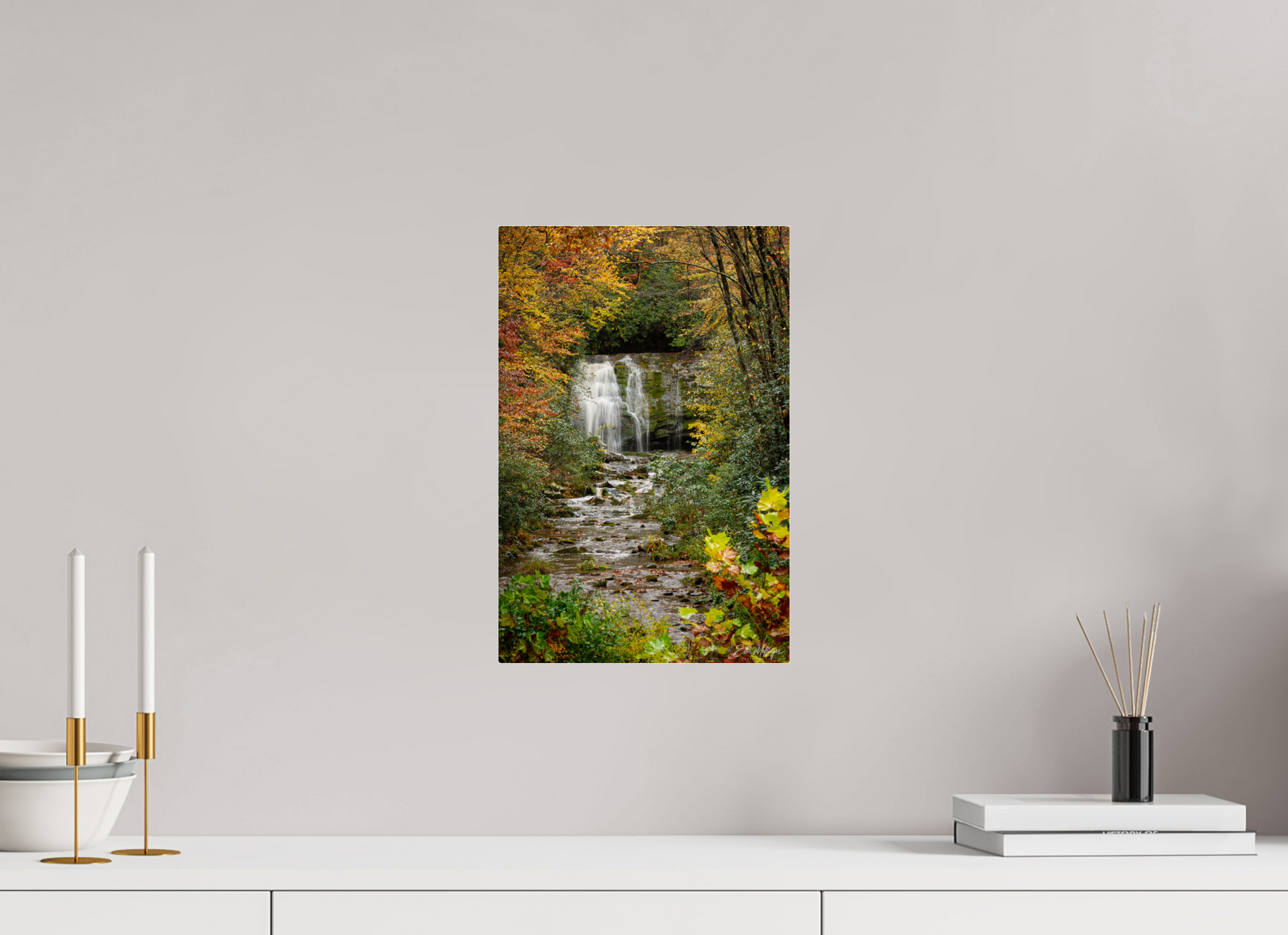 10 x 15″, Acrylic "Autumn's Window" - Meigs Falls