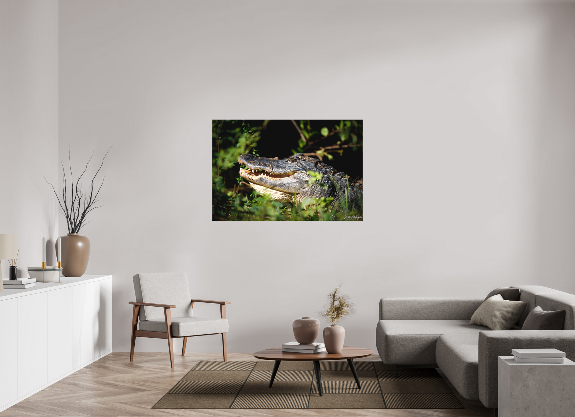 54 x 36″, Canvas "At the Water's Edge" - American Alligator