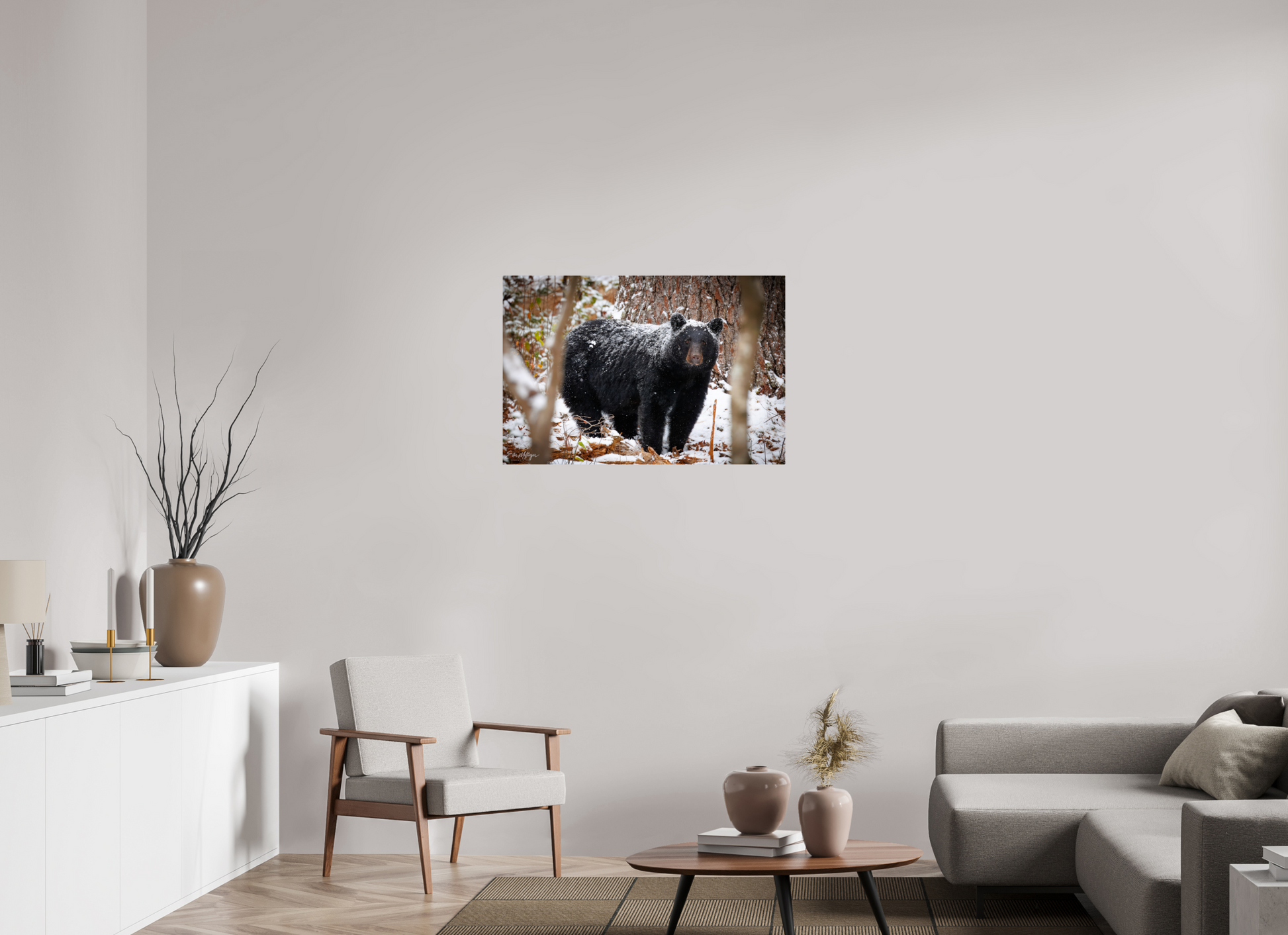 36 x 24″, Metal "Winter Watcher" - Black Bear