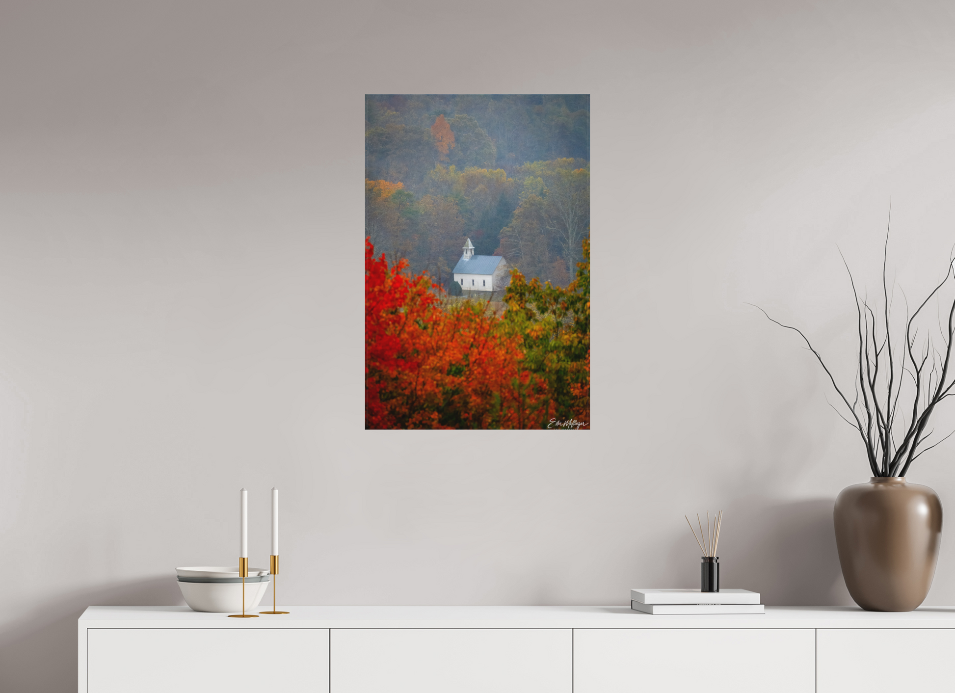 20 x 30″, Canvas Autumn Faith - Cades Cove Methodist Church