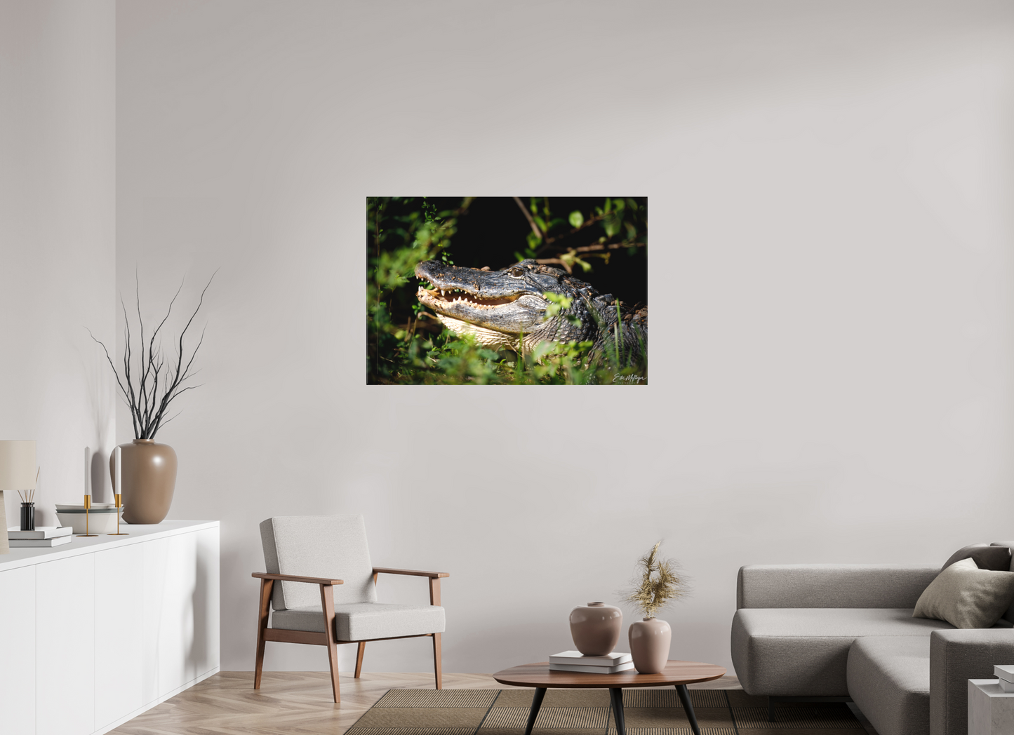 45 x 30″, Canvas "At the Water's Edge" - American Alligator