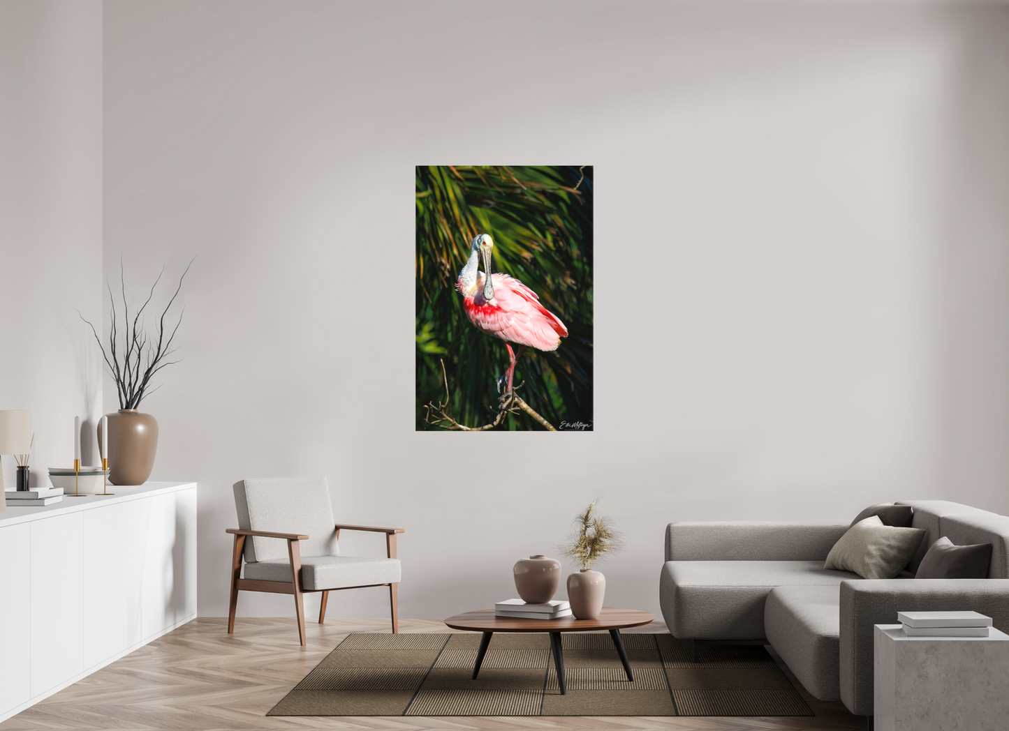 36 x 54″, Canvas "Blush of the Wetlands" - Roseate Spoonbill