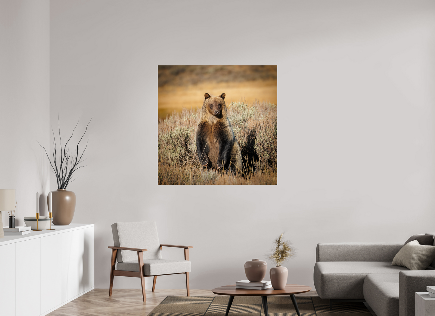 45 x 45″, Metal "Standing Tall" - Grizzly Bear