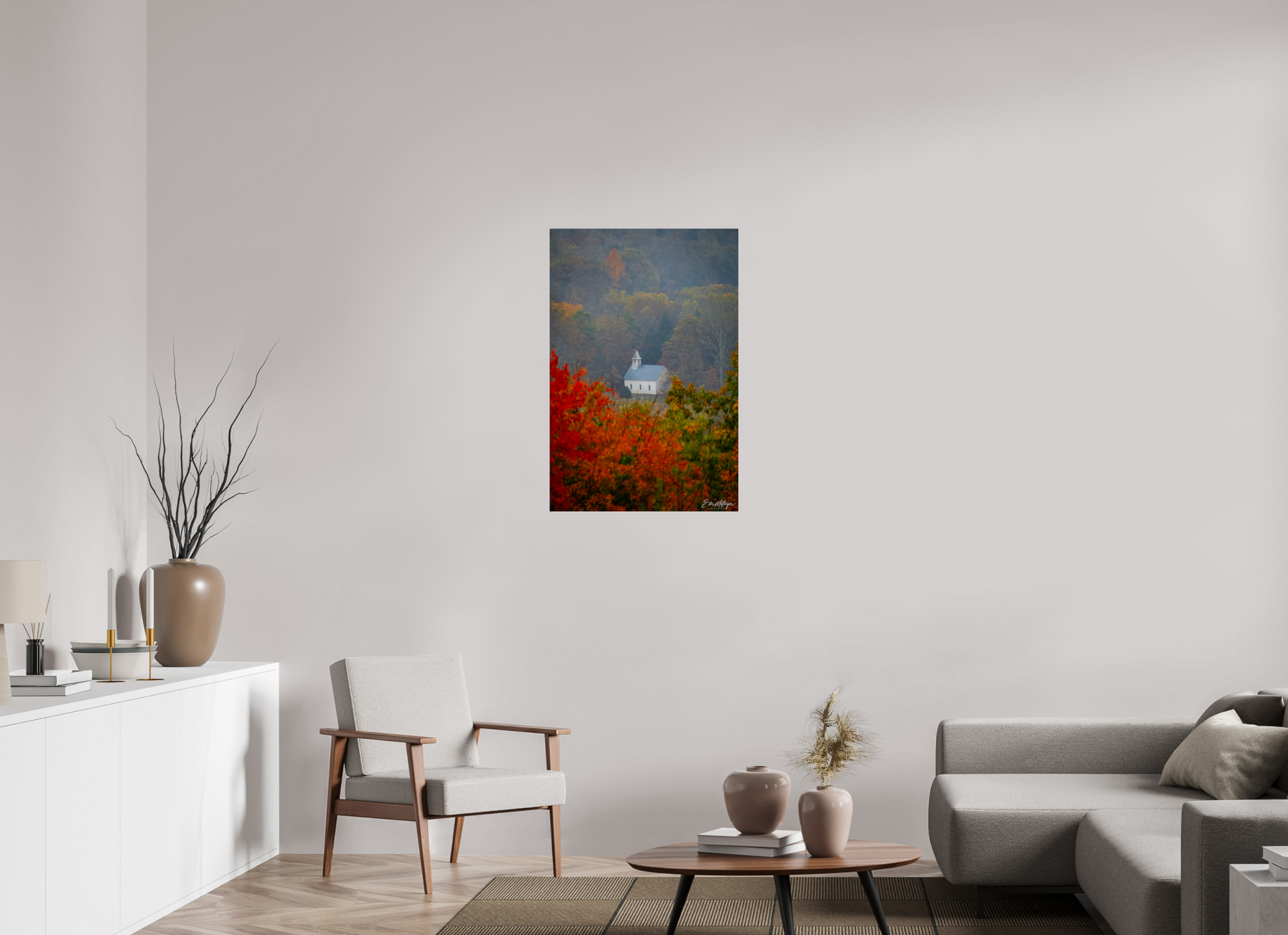 24 x 36″, Metal Autumn Faith - Cades Cove Methodist Church