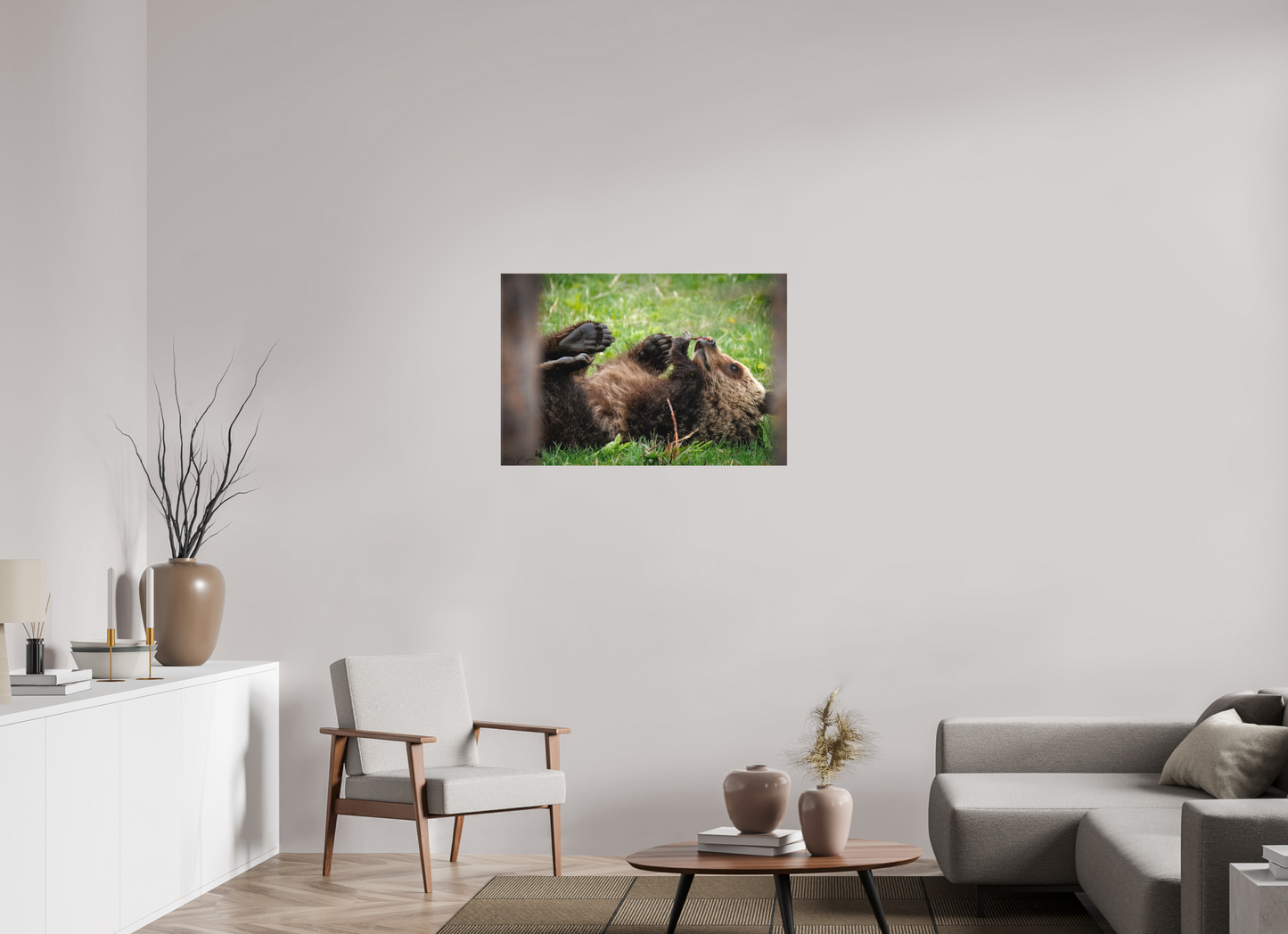 Bear smelling flower