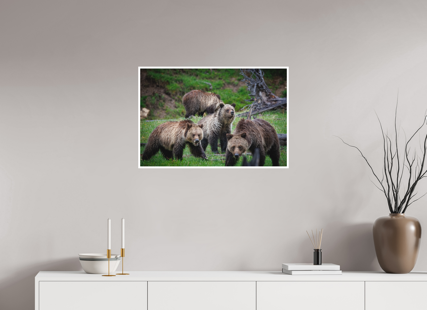 30 x 20″, Fine art print "Family Watch" - Grizzly Bears