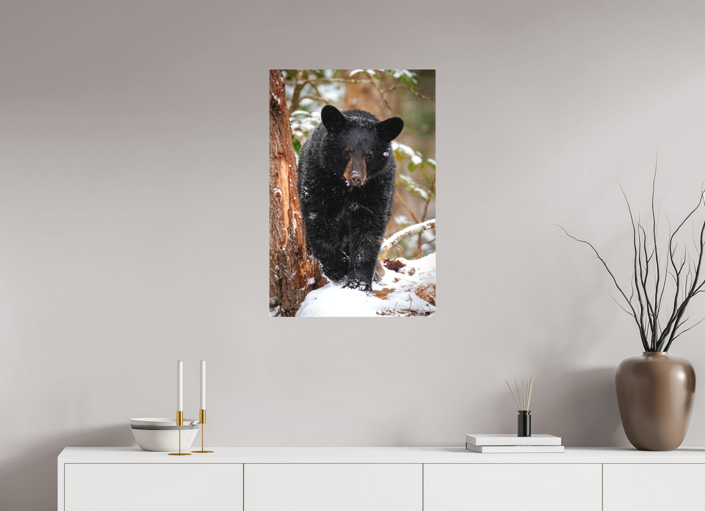 20 x 30″, Canvas "Steps Through Snow" - Black Bear