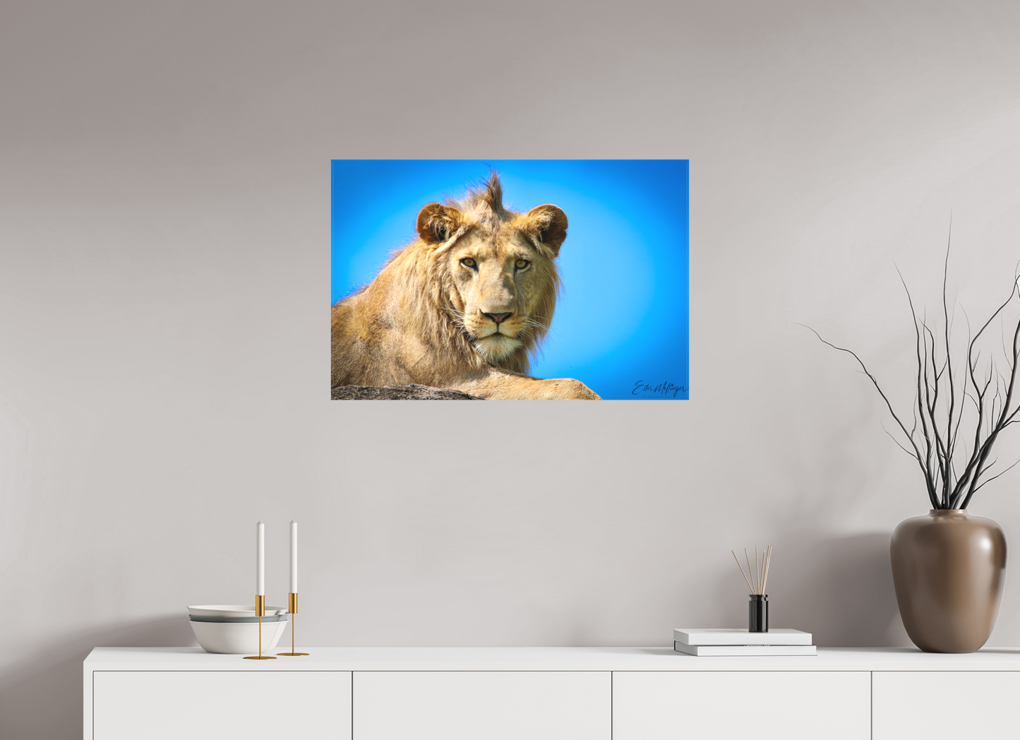 30 x 20″, Canvas "The Monarch" - Lion of the Blue Sky