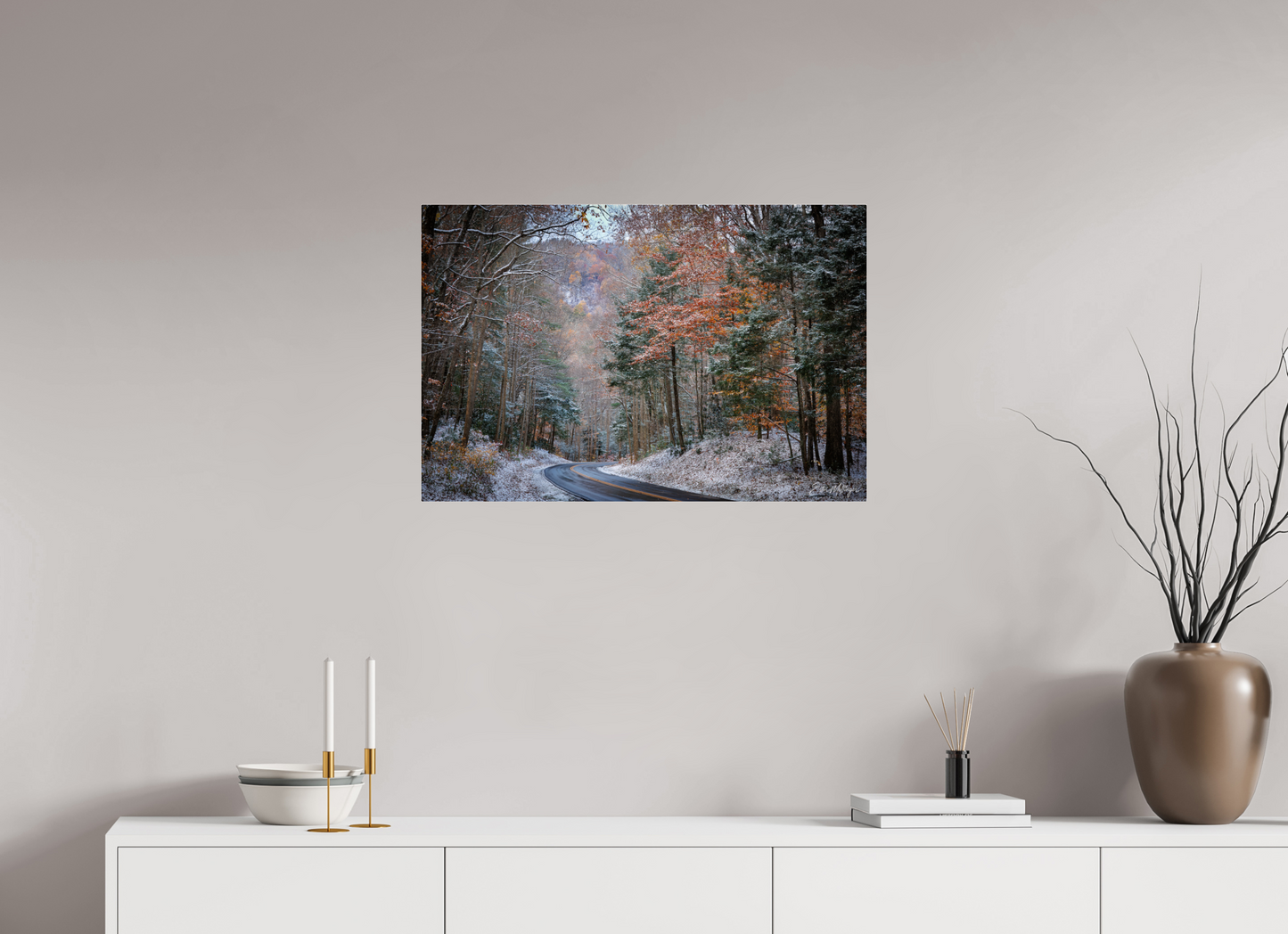 30 x 20″, Acrylic "Winter's Turn" - Smoky Mountain Scenic Road