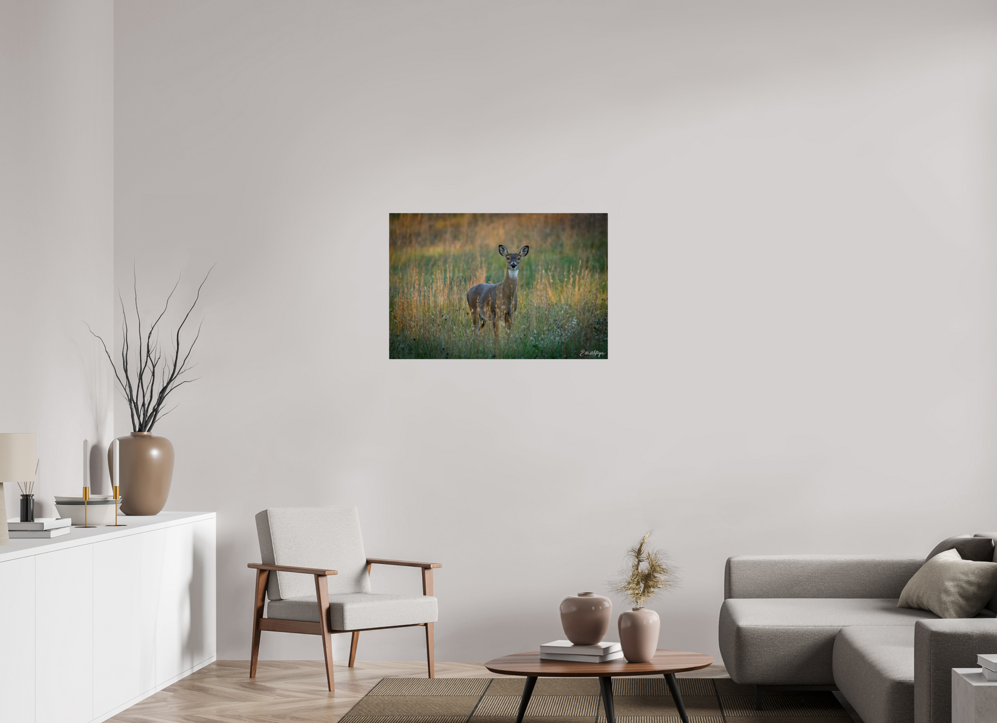 36 x 24″, Metal "Grace in the Meadow" - White-tailed Doe