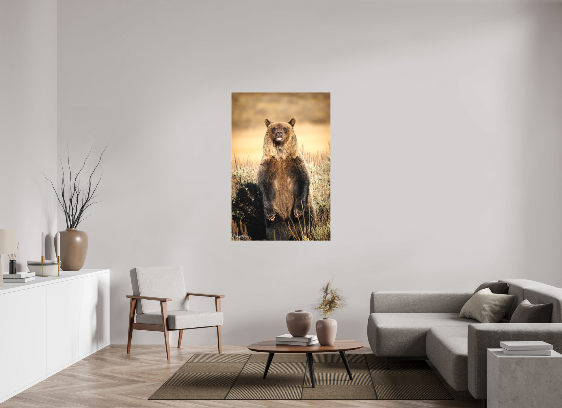 36 x 54″, Canvas "Grin & Grizzly" - Grizzly Bear