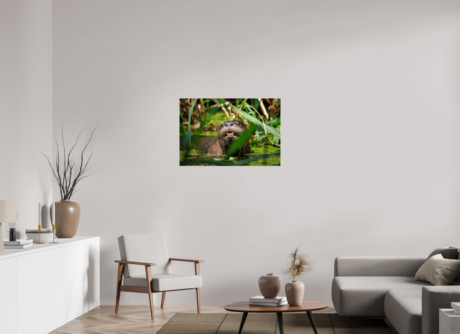 36 x 24″, Metal "Swamp Watcher" - American river otter