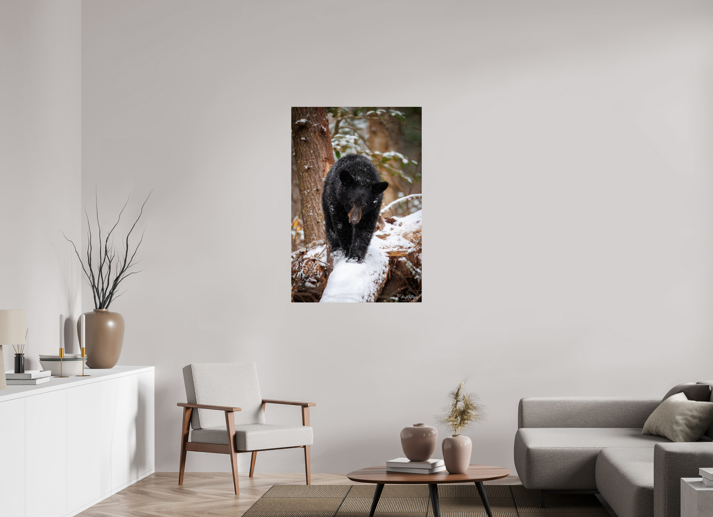 30 x 45″, Metal "Little Snow Walker" - Black Bear