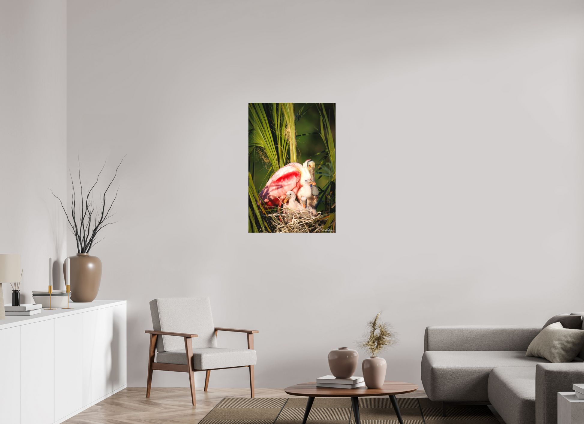 24 x 36″, Canvas "Golden Hour Nest" - Spoonbills