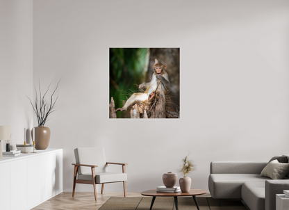 40 x 40″, Acrylic "Silver Song" - Rhesus Macaque