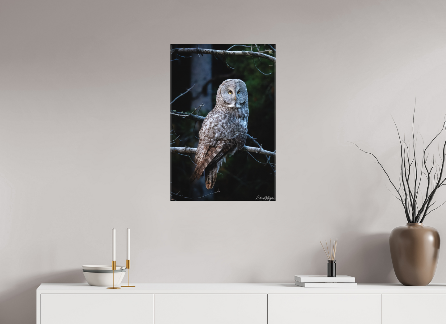 20 x 30″, Canvas "Keeper of the Dawn" - Great Grey Owl