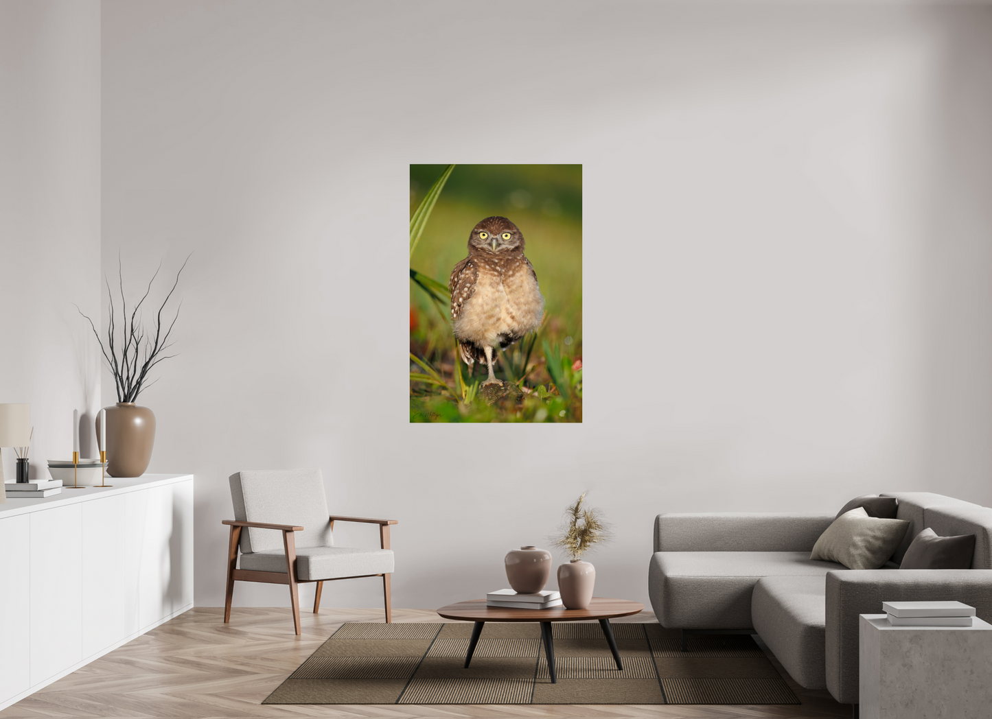 36 x 54″, Metal "Little Lookout" - Burrowing owlet