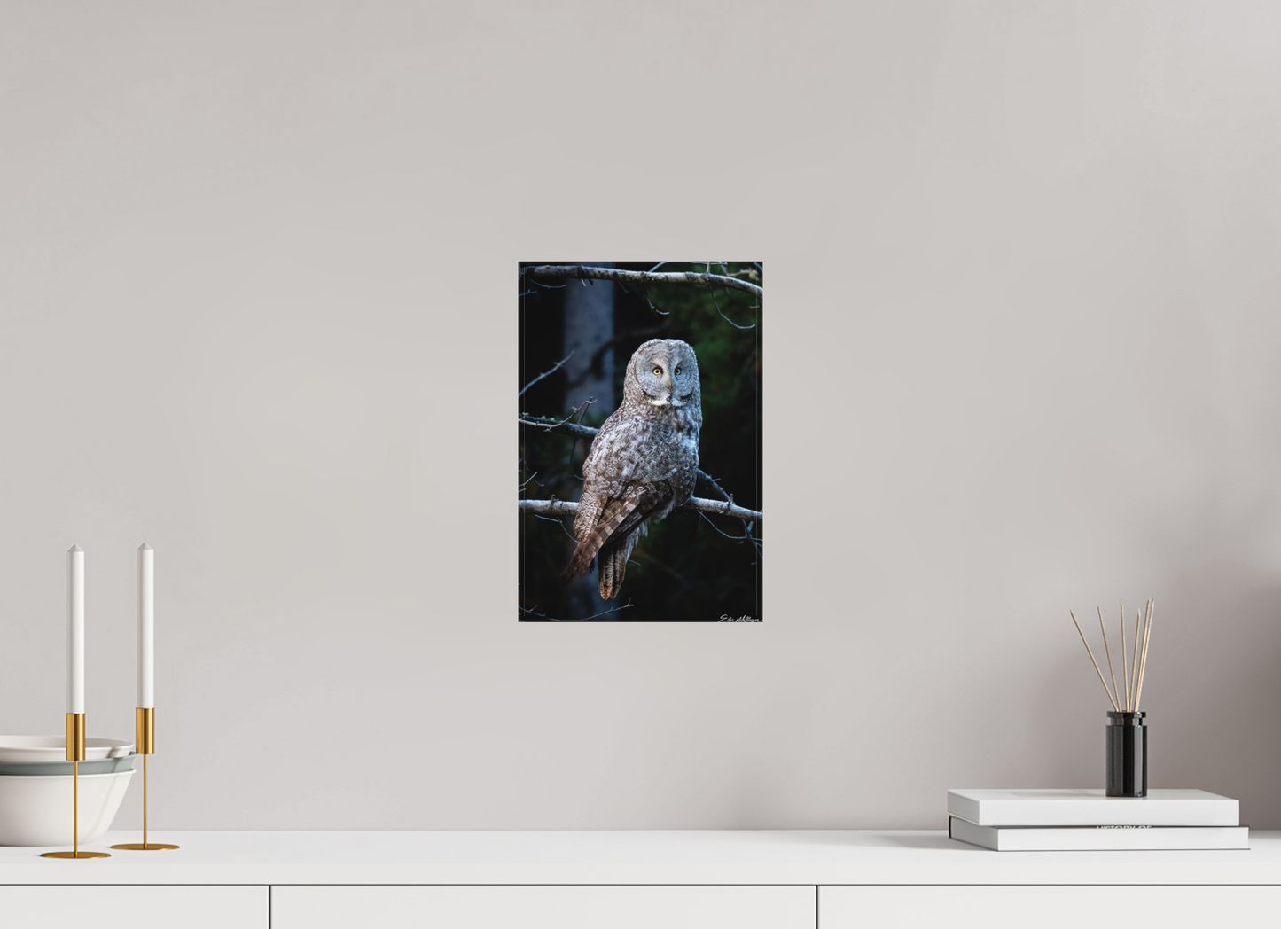8 x 12″, Canvas "Keeper of the Dawn" - Great Grey Owl