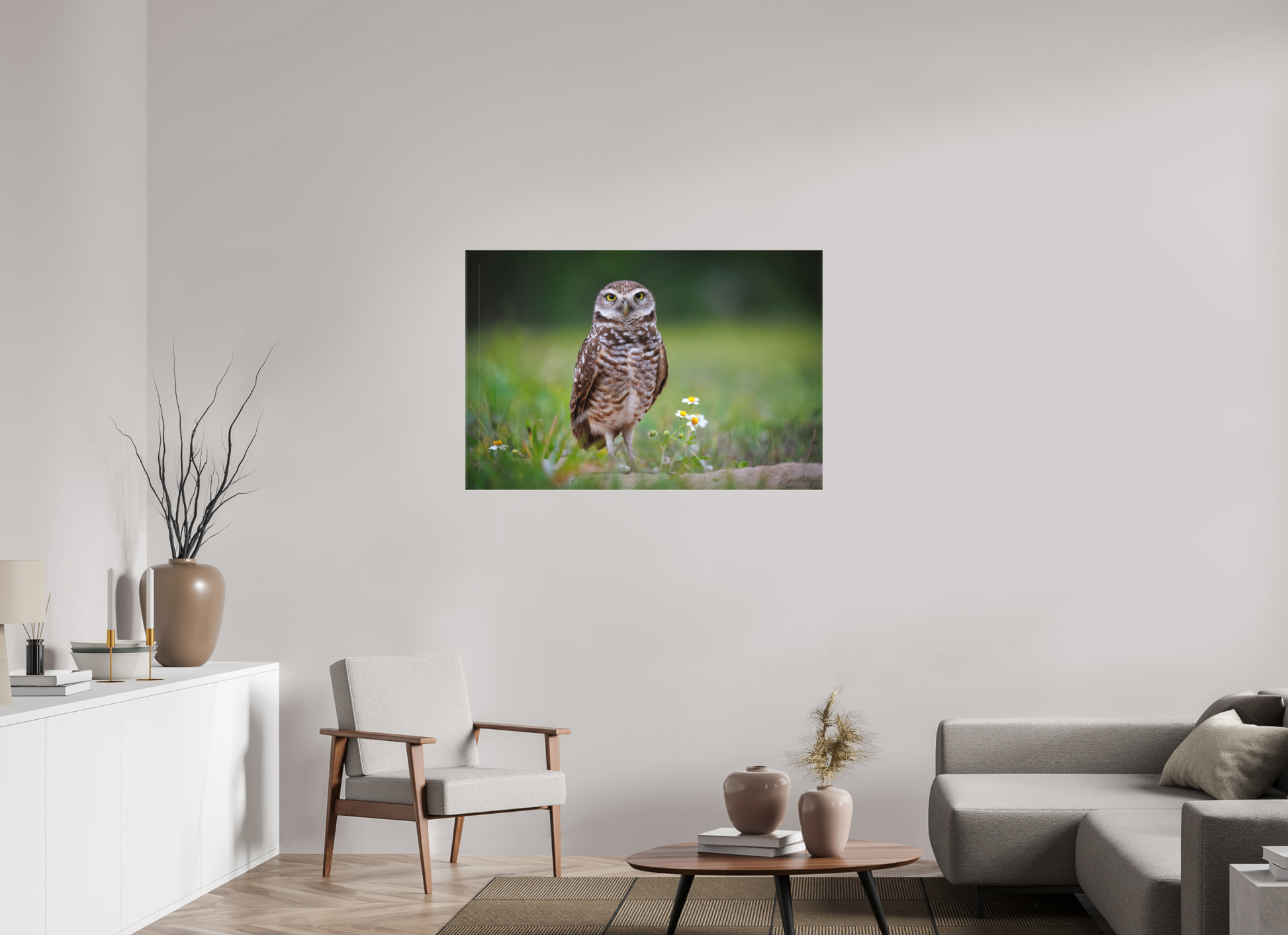 45 x 30″, Canvas "The Watcher" - Burrowing Owl